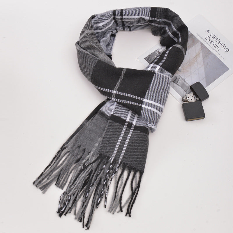 Men's plaid scarf men's autumn and winter women's scarf versatile winter thickened student Korean warm Men's foreign trade New