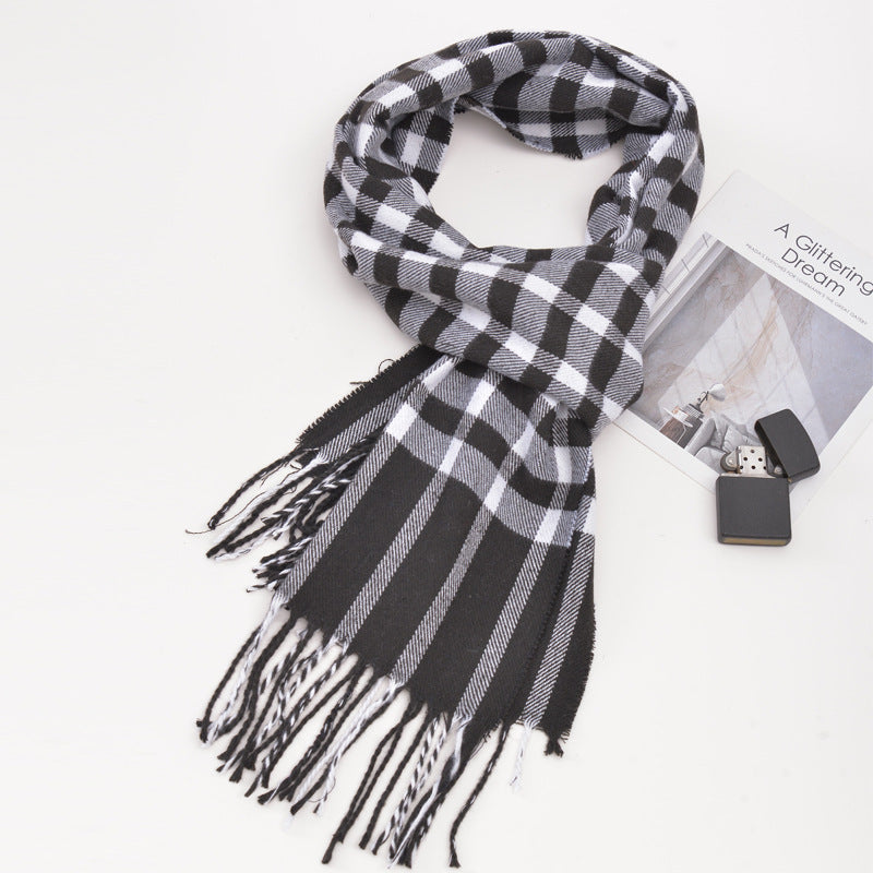 Men's plaid scarf men's autumn and winter women's scarf versatile winter thickened student Korean warm Men's foreign trade New