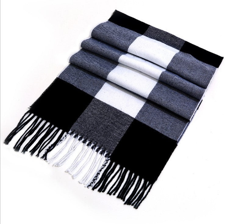 Men's plaid scarf men's autumn and winter women's scarf versatile winter thickened student Korean warm Men's foreign trade New