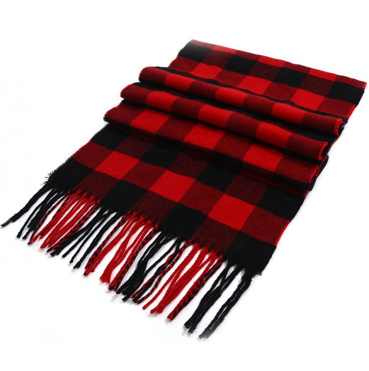 Men's plaid scarf men's autumn and winter women's scarf versatile winter thickened student Korean warm Men's foreign trade New