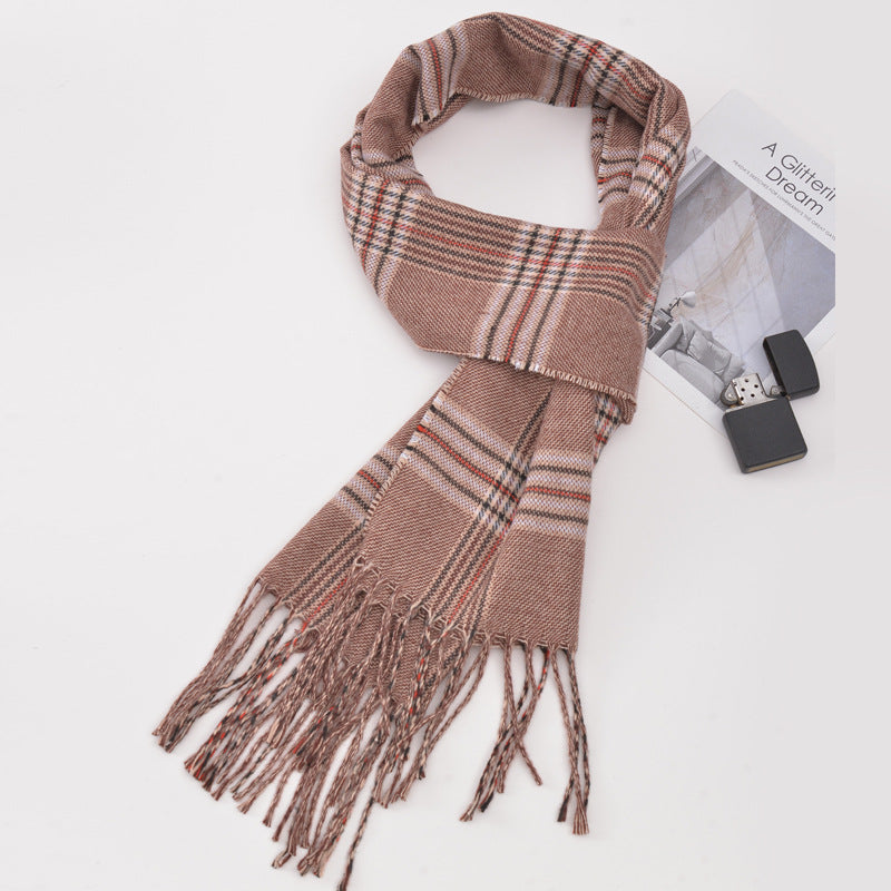 Men's plaid scarf men's autumn and winter women's scarf versatile winter thickened student Korean warm Men's foreign trade New