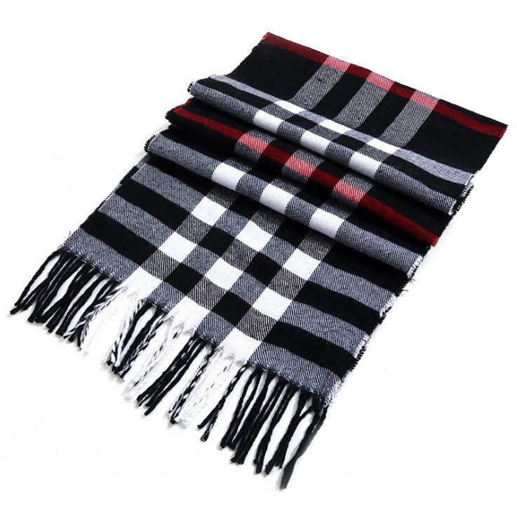 Men's plaid scarf men's autumn and winter women's scarf versatile winter thickened student Korean warm Men's foreign trade New