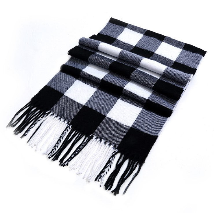 Men's plaid scarf men's autumn and winter women's scarf versatile winter thickened student Korean warm Men's foreign trade New