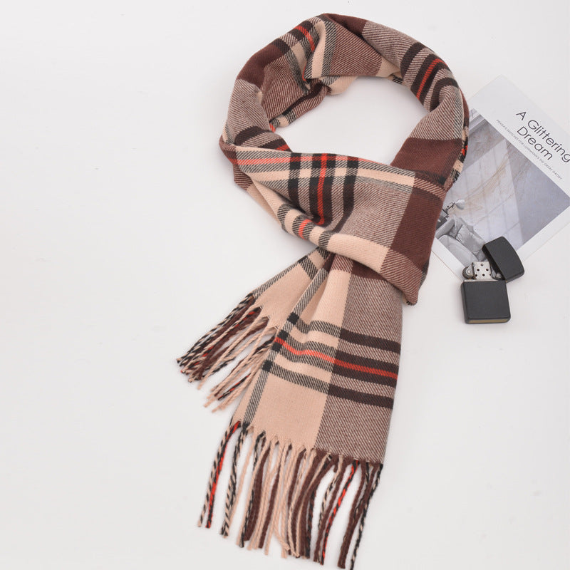 Men's plaid scarf men's autumn and winter women's scarf versatile winter thickened student Korean warm Men's foreign trade New