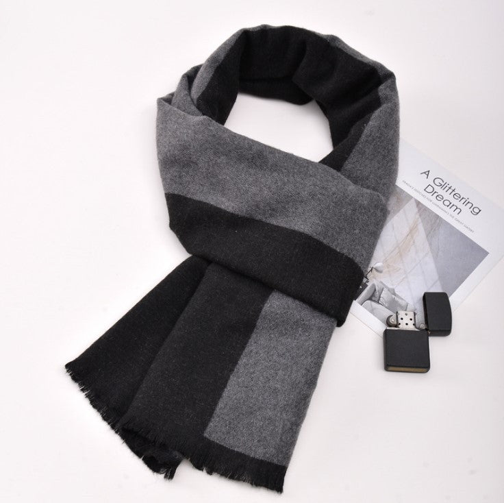 Men's plaid scarf men's autumn and winter women's scarf versatile winter thickened student Korean warm Men's foreign trade New