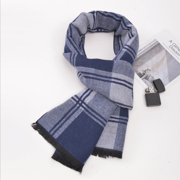 Men's plaid scarf men's autumn and winter women's scarf versatile winter thickened student Korean warm Men's foreign trade New