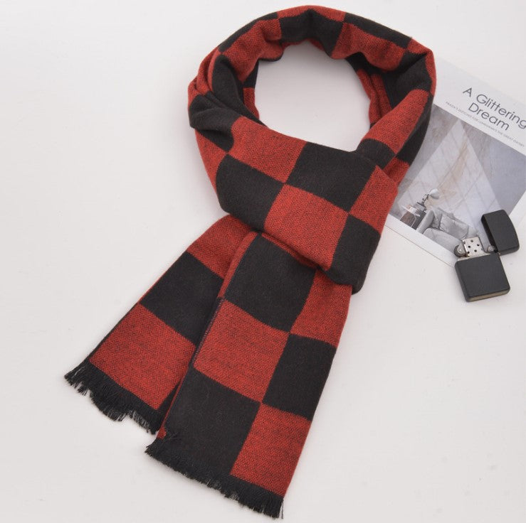 Men's plaid scarf men's autumn and winter women's scarf versatile winter thickened student Korean warm Men's foreign trade New