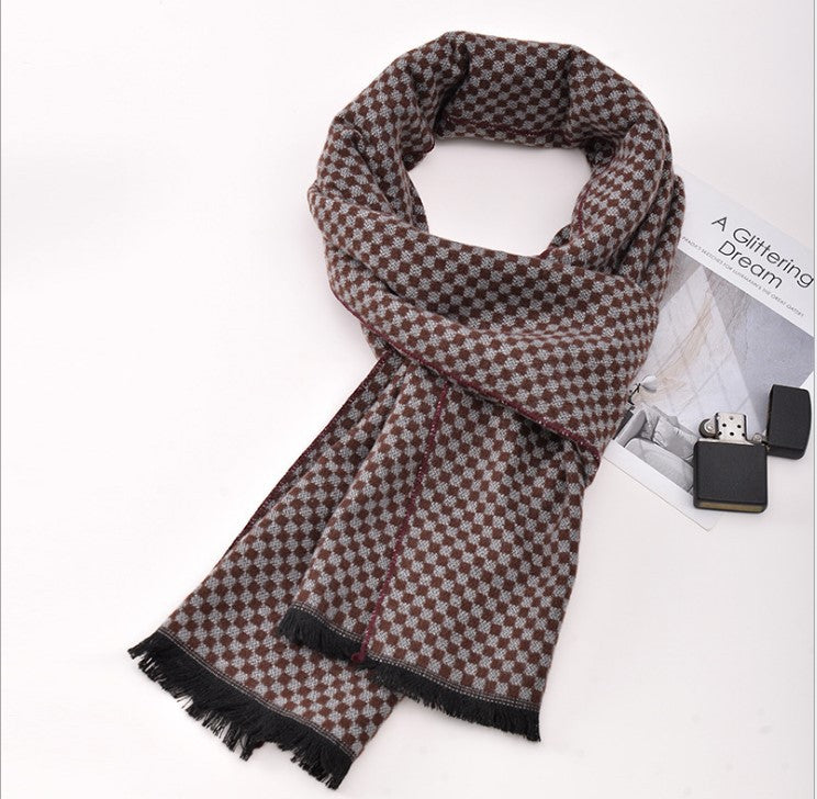 Men's plaid scarf men's autumn and winter women's scarf versatile winter thickened student Korean warm Men's foreign trade New