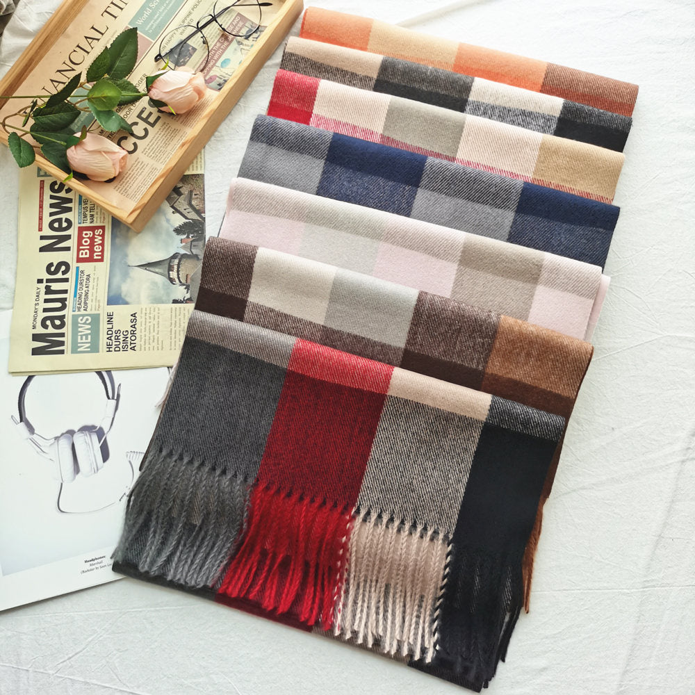 Dongdaemun Korean Plaid artificial cashmere scarf women's winter European and American men's scarf plaid shawl foreign trade