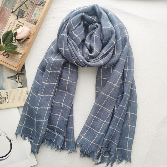 Korean style thin wool scarf women's autumn and winter 2020 new plaid scarf women's shawl cross-border Men's scarf