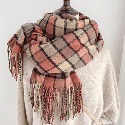 2020 Korean Dongdaemun new female winter student scarf thickened tassel British check pattren all-match scarf