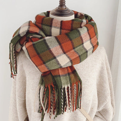 2020 Korean Dongdaemun new female winter student scarf thickened tassel British check pattren all-match scarf