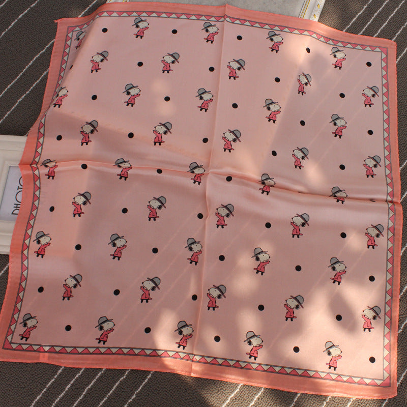 Small Revintage Silk Plain Crepe Satin Flower Square Scarves