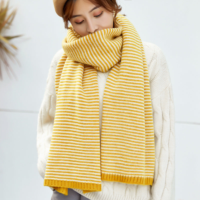 INS Harajuku style coarse yarn knitted scarf female winter Korean style all-matching thick warm scarf student solid color fashion