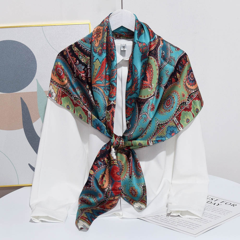 Silk scarf women's spring and autumn mulberry silk large kerchief 110 Chanel-style woven H fashion new print silk scarf wholesale