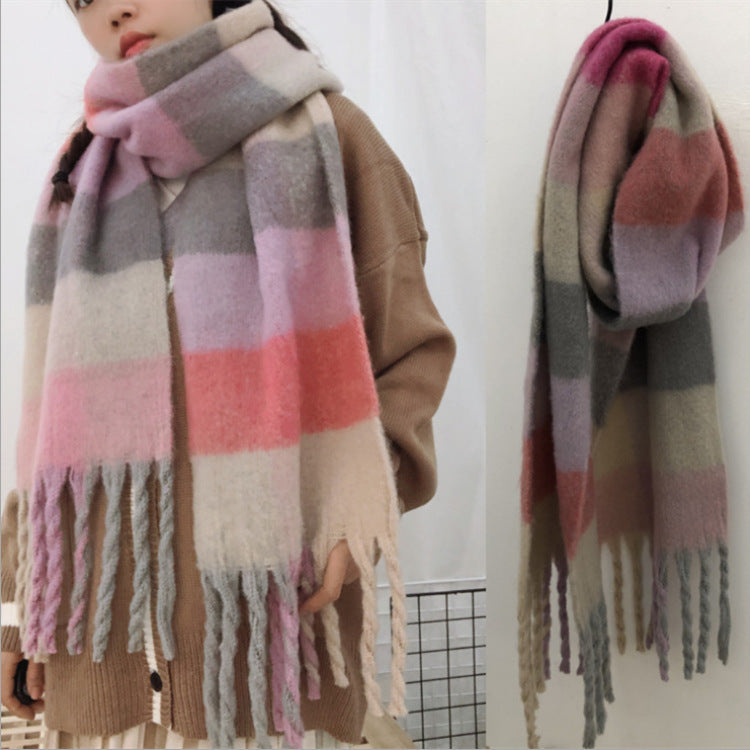 Powerful manufacturers cashmere wool air conditioning blanket shawl dual-use autumn and winter plaid small age Acne scarf