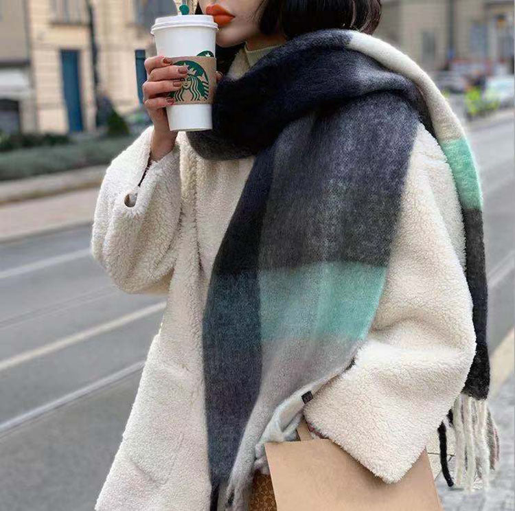 Powerful manufacturers cashmere wool air conditioning blanket shawl dual-use autumn and winter plaid small age Acne scarf