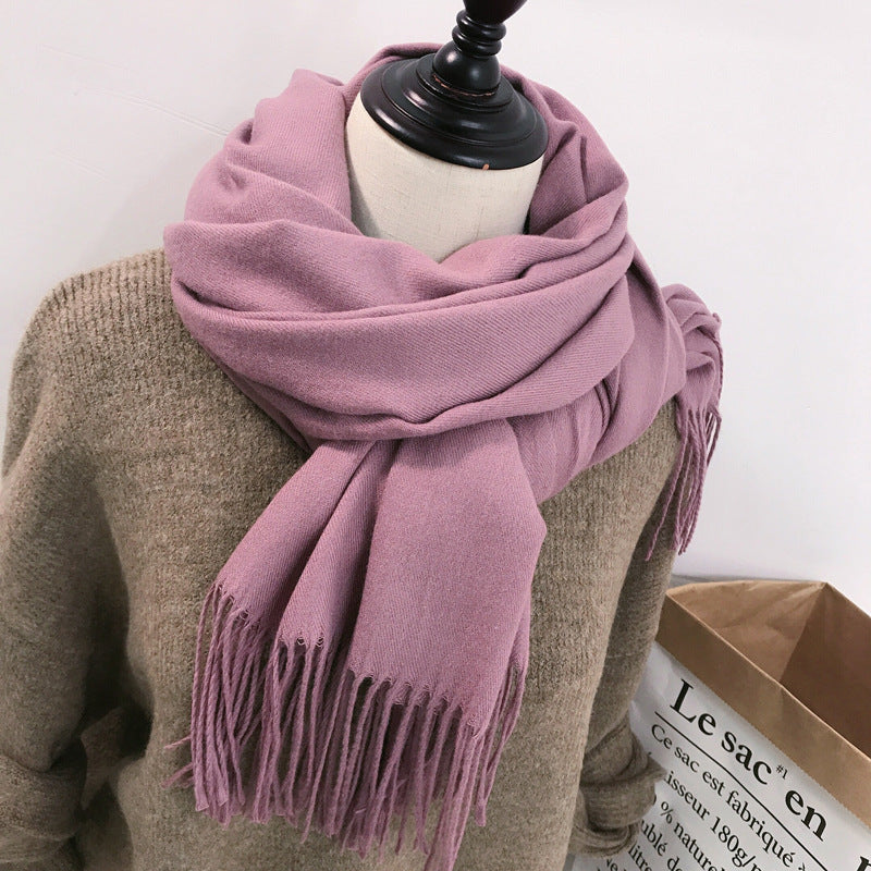 Solid color scarf Internet celebrity same style autumn and winter shawl outer match high-end women's neck warmer new high school student Winter