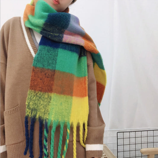 Powerful manufacturers cashmere wool air conditioning blanket shawl dual-use autumn and winter plaid small age Acne scarf