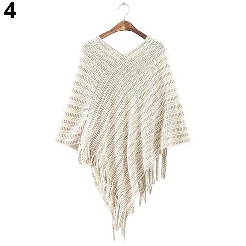 <transcy>Winter Outwear Women&#39;S Knit Warm Tassels Poncho Cape Coat Winter</transcy>